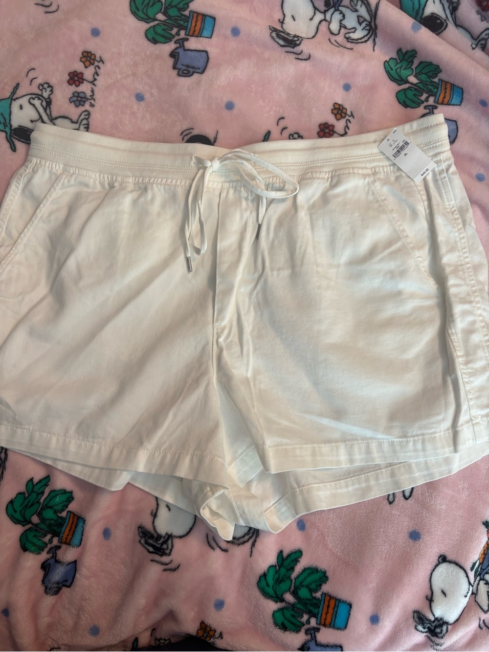 GAP White High-Waist Drawstring Lounge Shorts